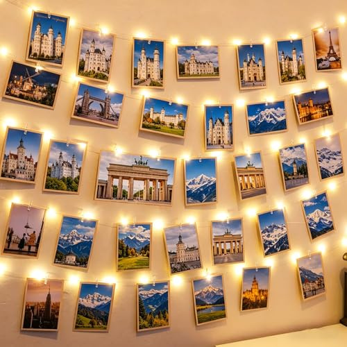 ZingBox Fotoclips Lichterkette, 2m 20 LED Fotolichterkette mit 20 Klammern | Batteriebetrieben, Fotogirlande zum Aufhängen Bildern, Wanddekoration für Innen, Weihnachten, Geburtstag Hochzeit