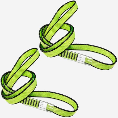 LETTO & TAILOR Lot de 2 sangles d'escalade - En nylon - 19 mm - Avec protection des coutures transparentes - CE 1019 et EN 566 - Pour la construction de places, la descente en rappel et l'alpinisme