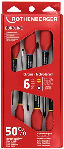 Rothenberger 1000001354 Euroline Set of 6 Screwdrivers Philips 2/4