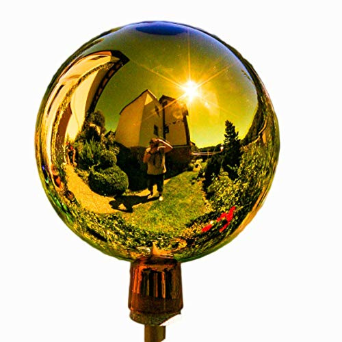 Lauschaer Glaskunst-Gartenkugel Thüringer Rosenkugel 15 cm - Gold