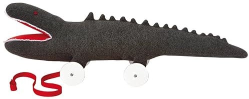 Trousselier - Zieh und Schiebespielzeug - Nachziehtier - 60 cm Krokodil auf Rädern - Ideales Geburtsgeschenk - Farbe dunkelgrau