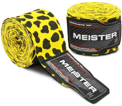 Meister Erwachsene 180 Zoll (457cm) Semi-Elastische Handbandagen für MMA & Boxen (Paar) - Leopardflecken