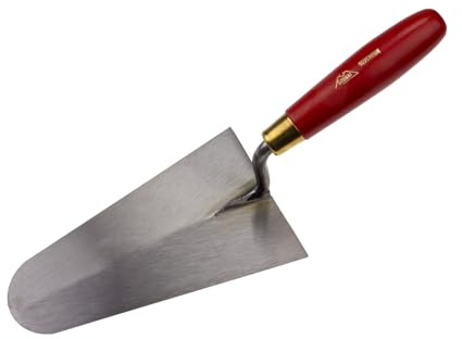 STUBAI SCHWEIZER MAURERKELLE RUND 180 mm | geschweißt, vergüteter Stahl, konisch geschliffenes Blatt | gehärtet & poliert, flexibel | Holzgriff rot lackiert | Made in Austria