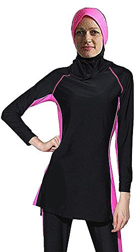 Yeesam Muslimische Bademode für Damen, Burkini, zurückhaltend, islamisch, mit Kopftuch, rosa, uk-hw20a-kids-short-pink-XL