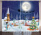 ABAKUHAUS Weihnachten Rustikaler Gardine, Winterlandschaft, Schlafzimmer Kräuselband Vorhang mit Schlaufen und Haken, 280 x 175 cm, Weiß Blau