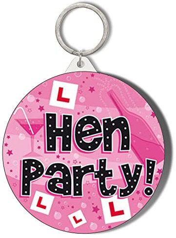 Gift Insanity HEN PARTY L PLATES LARGE 58mm ROUND KEYRING
