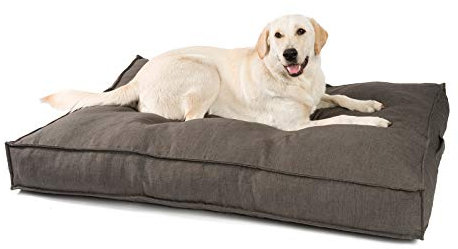 JAMAXX Premium Hundekissen in edler Leinen-Optik - Orthopädisch Memory Visco Schaumstoff - Waschbar Abnehmbarer Bezug - Wasserabweisender Innenbezug - Hundebett PDB1005 (L) 120x90 braun-grau