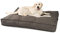 JAMAXX Premium Hundekissen in edler Leinen-Optik - Orthopädisch Memory Visco Schaumstoff - Waschbar Abnehmbarer Bezug - Wasserabweisender Innenbezug - Hundebett PDB1005 (L) 120x90 braun-grau