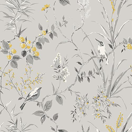 Mariko Grey/Yellow Wallpaper