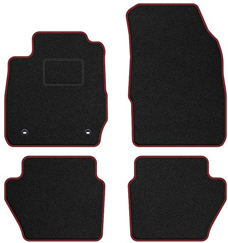 MOTOS Velours Standard Velours-Fußmatten passend für Ford Fiesta VI 2008-2012 - Standard, Gewebt, Rot fußmatten Auto - Erleben Sie neuen Fahrkomfort mit einem Velours- Auto fußmatten Satz für Ihr Au
