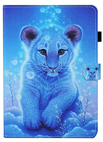 AIFILLE Compatible with iPad 10.2 inch (2019 Model) Case Wallet Light Blue for Kids Girls with Animal Little Tiger Pattern Flip Stand Book Style PU Leather and Soft Silicone Back Cover