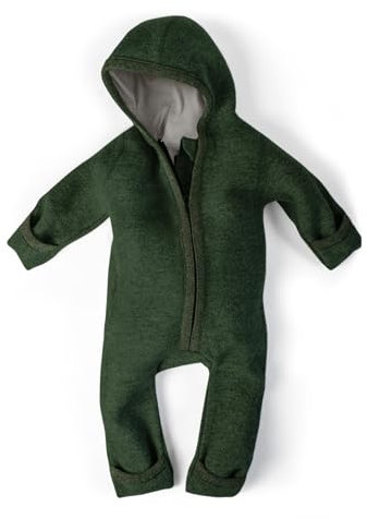 Ehrenkind® WALKOVERALL | Baby Wollwalk-Overalls aus Merino Schurwolle mit Reißverschluss | Walk Wolle Woll-Anzug für Kleinkind und Baby | Waldgrün Gr. 62/68
