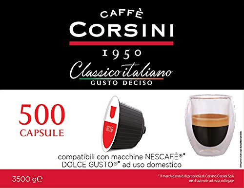 Caffè Corsini - Capsule Caffè Compatibili Nescafè DolceGusto Classico Italiano, Gusto Deciso, 500 Capsule