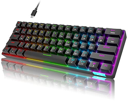 XINMENG Drahtlose mechanische Tastatur, Bluetooth Wireless Keyboard, LED Hintergrundbeleuchtung, Kabelloses Tastatur, Programmierbare RGB -Spieltastatur, Geeignet für Laptops, Macbooks, Pc - Schwarz