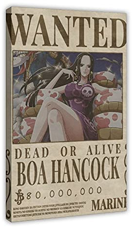 Leinwand-Poster, Motiv: Wanted Boa Hancock Wanted, Wandkunst, Dekor, Bild, Gemälde für Wohnzimmer, Schlafzimmer, Dekoration, 20 x 30 cm