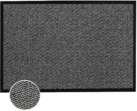 SAFRI Dirt Trapper Door Mat Indoor & Outdoor Washable Barrier Mat Non-Slip Entrance Rug Shoes Scraper Dirt Absorbent Front Doormat Carpet Rug Runner (Grey & Black, 40 x 60cm)