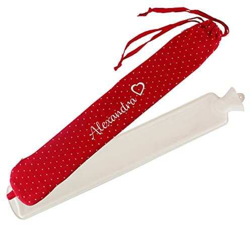 Herz & Heim® Schlauch Wärmflasche 2.5l mit Name und Herz bestickt