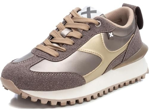 XTI - Zapatilla Cierre de cordón para Mujer, Color: Plata, Talla: 37