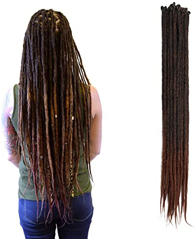 Thin 0.6cm Synthetic Dreadlock Extensions Handmade 20Inch 20 Strands Crochet Hair Long Crochet Braids Hip-Hop Style Soft Dreads Hair Extensions, MT1B-30#