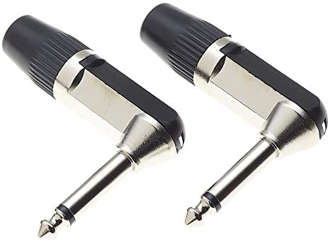 Keple Spina Jack Mono Angolata Da 6,35 Mm 1/4 Di Pollice, A 2 Poli - Confezione Da 2, Presa Di Plastica Per Riparazione Jack TS Maschio A Saldare Connettore Cavo Audio Fai Da Te