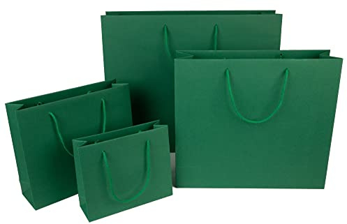 10 x PresentFill® Papiertragetaschen Geschenktaschen Smaragd Grün 24 x 8 x 20 cm mit Kordel aus umweltfreundlichen 100% Recycling Kraftpapier - Made in Germany