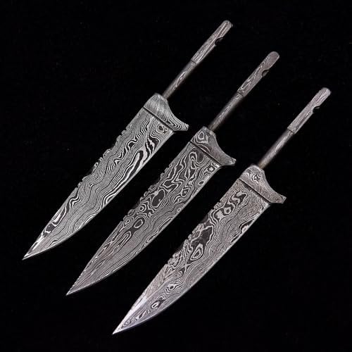 Damast Klingen Bayerischer klingen jagd Nicker Messer bau Rohling 3 stück 757EA