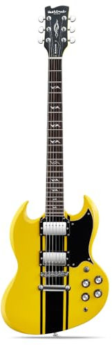 WestCreek Guitars RACER Guitarra Eléctrica, Electric Guitar de cuerpo sólido doble corte, Cuerpo de Caoba, diapasón de Palisandro, Mástil Arce, Cejuela de Hueso, 22 Trastes