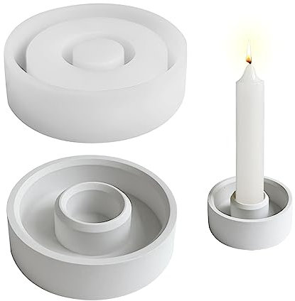 Silikon Kerzenformen, Runde Kerzenhalter Formen Silikon Kerzenhalter Harzform Epoxidharz Form Gießform Stumpenkerzenhalter Form DIY Dekoration (Typ D)