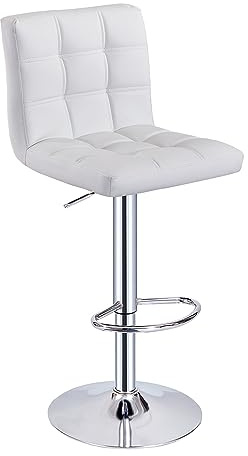 Panana Barstool Gas Lift Swivel Stool without Armrest for Home Bar Pub Breakfast (1, White)