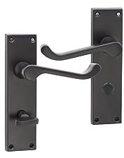 Infinity Decor Matt Black Victorian Scroll Bathroom Zinc Lever Door Handles Pair 153mm x 41mm - for Interior & Exterior Use