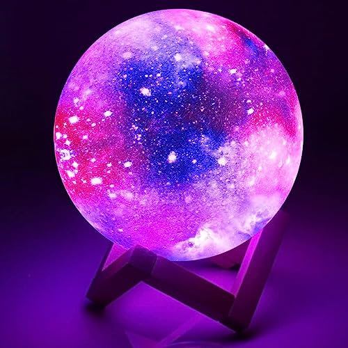 BAKTH Lampada luna 3D, 16 colori luce notturna LED decorativa lampada con telecomando e controllo tattile, USB ricaricabile lampada da comodino, luce notturna per camera da letto, compleanno, regalo