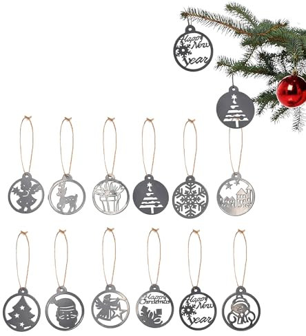 Weihnachtsanhänger mit Jute Schnur Silber im 12er Set
