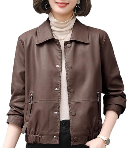 LAZIRO Chaqueta De Cuero Chaqueta Mujer Primavera Y OtoñO De La SeccióN Corta De Cuero Temperamento Chaqueta VersáTil De Un Solo Pecho Suelta Pu Chaqueta De Cuero PequeñO