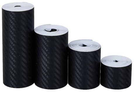 SUPERFINDINGS 4 Rotolo 4 Dimensioni Adesivi In Fibra di Carbonio 16.4ft Nastri In Vinile In Fibra di Carbonio Auto Involucri per Auto In Fibra di Carbonio Dettagli Neri Nastro Avvolgente 5 M/Rotolo