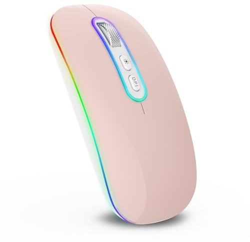 cimetech Bluetooth Maus kabellos (Bluetooth 5.1 + USB 2,4 GHz) LED Dual Mode- Wiederaufladbare Optische Office Funkmaus für Laptop MacBook Air Pro,iPad,Computer,Desktop, Mouse