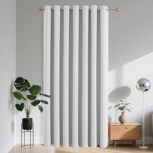 Joydeco Verdunklungsvorhänge 1 Stück, Türvorhang Blickdichte Türgardine,Tür Vorhang mit Ösen Thermo Kälteschutz Hitzeschutz Schallschutz für Schlafzimmer Wohnzimmer（Grauweiß，1xH137xB132）