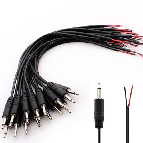 RUNCCI-YUN 15Pcs connettore jack 3.5mm,connettori jack 3,5 a saldare,connettore audio jack 3,5mm,jack 3.5mm 2 poli Presa jack mono,Lunghezza del cavo: 30cm
