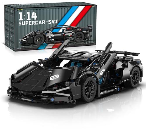 Technik Voiture Sport Blocs Ensemble, 1280 Pièces Course Construction Jeu de Maquettes, 1:14 Ensemble de Construction de Voiture de Course, Cadeau Jouet pour Enfants et Adultes (Noir)
