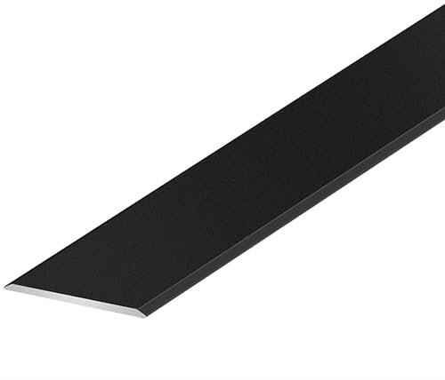 Raouoae Übergangsprofil Übergangsleiste 135cm*2 Flach Trennstreifen Eloxiert Aluminiumlegierung Für Fußböden, Übergang Leiste Bodenleiste(Schwarz,W:50mm)
