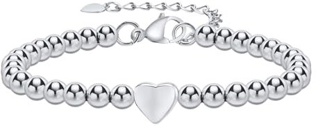 FLHEART Armband Silber Damen Bracelet Women - Edelstahl Armschmuck Verstellbare 16+5cm Herzen Armbänder,18 Karat Silber Herz Armband Geschenke für Frauen Mädchen Geburtstag