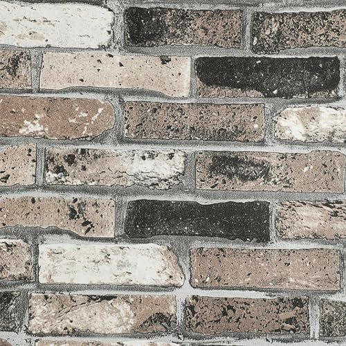 Swehooirt 3D Effect Brown Brick Wallpaper Vintage Textured Wall Paper Roll Living Room Feature Wallpaper for Bedroom Adults Hallway and Stairs Retro Feature Wall