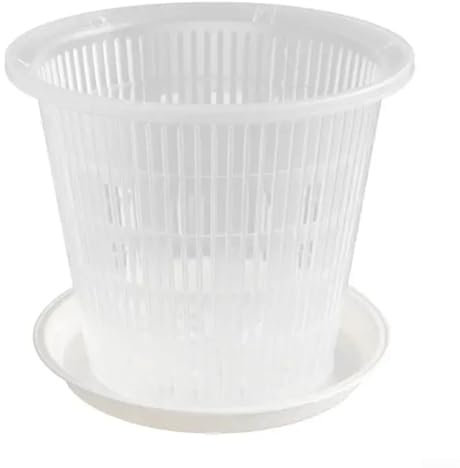 5 vasi trasparenti per orchidee con sottovaso, in plastica trasparente, per rinvasare piante con fori, adatto a tutti i tipi di piante (16 cm)