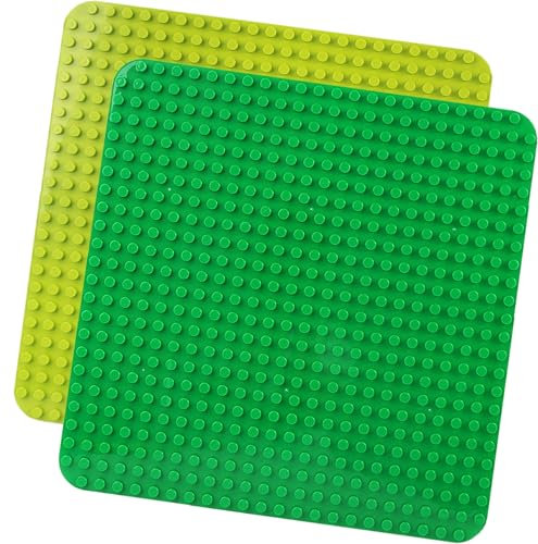 2 Große Bauplatte Kompatibel mit allen Großen Marken Platten,38.4 * 38.4cm Classic Grundplatte mit 24 x 24 Noppen für Steine,Konstruktionsspielzeug für Kleinkinder,Mädchen und Jungen, Grün,Hellgrün