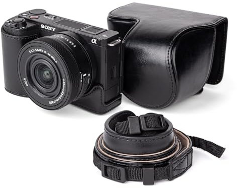 MUZIRI KINOKOO Custodia per fotocamera Sony ZV-E10 II, custodia protettiva in pelle PU per fotocamera Sony Alpha ZV-E10 II/ZVE10 II con obiettivo 16-50 mm, custodia rimovibile ZVE10 II con tracolla,