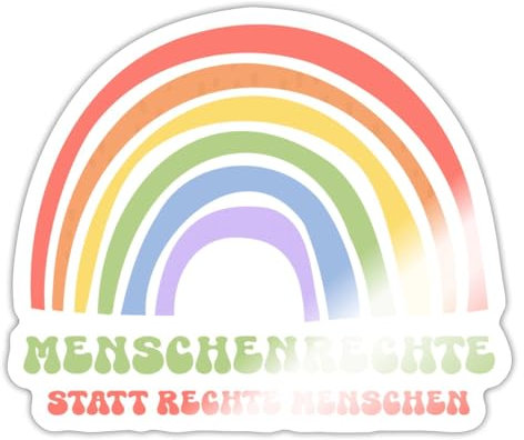Spreadshirt Menschenrechte Regenbogen Statement Sticker Aufkleber, 10 x 10 cm, Weiß glänzend
