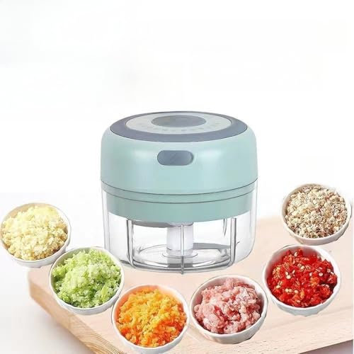 Cordless Garlic Beater - Kitchen Aid | Baby Supplement | Automatic Garlic Processor | Multi-Function Garlic Press | ABS+Stainless Steel (White/Pink/Green) (White,250ml)