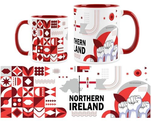 Purely Home Northern Ireland Mug - Great Britain Flag Travel N Ireland Holiday Tea/Coffee Gift Red Ceramic Cup