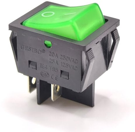 Power Switch Button Replacement Green Power Switch With Light 4 Pin Rocker Turn On/Off Button Accessory Compatible with Numatic 'Henry' Hoover Hetty James George Rocker Style Vacuum