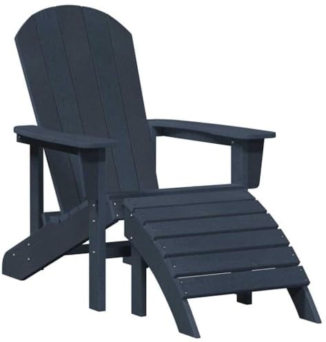 vidaXL Adirondack-Stuhl Marineblau HDPE | Zeitloser Adirondack-Stil in Navy Blau, der perfekt in deinen Außenbereich passt,