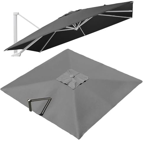 VLKLPZAHAK Ombrellone Da Giardino Rettangolare Telo Di Ricambio 300x400cm Tenda Da Sole Di Ricambio Per Ombrellone A Sbalzo 8 Stecche, Tessuto Di Ricambio Per Ombrellone Da Tavolo(Grey,4x3m (13x9.8ft)
